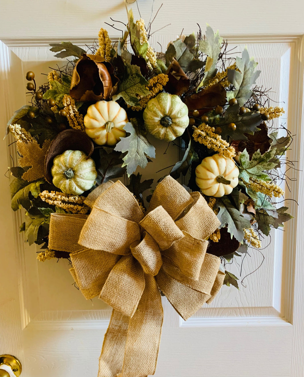 Beige & Green Harvest Wreath