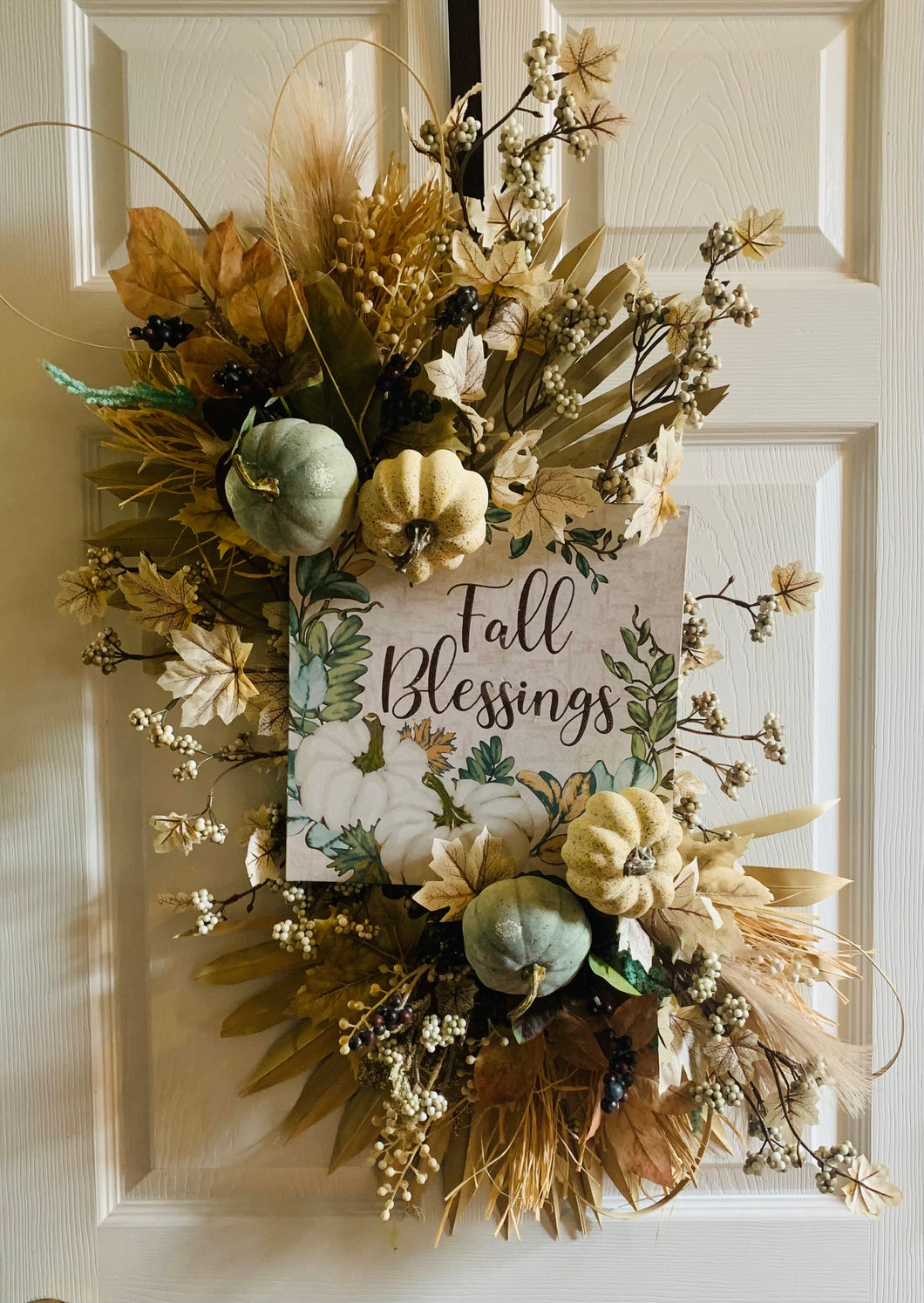 Beige & Light Blue Door Decor