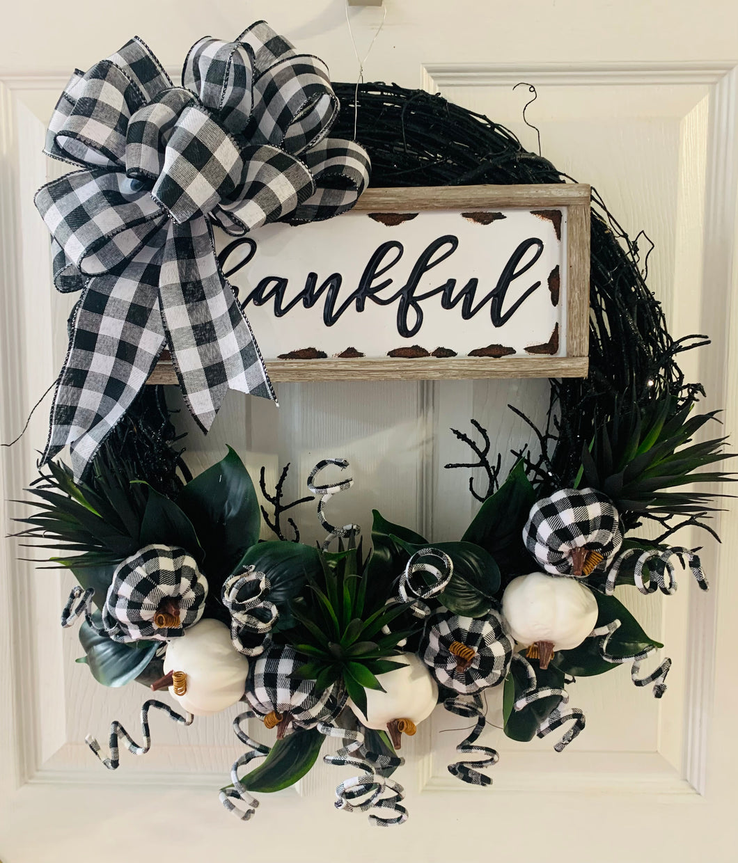 Black & White Checker Wreath