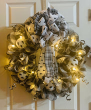 Load image into Gallery viewer, Black &amp; White Christmas Mesh Wreath with Lights
