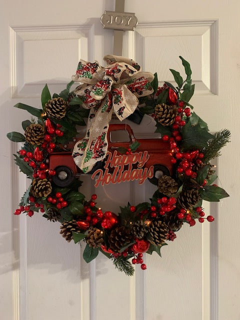 Country Wagon Holiday Christmas Wreath