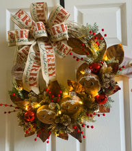 Load image into Gallery viewer, Gingerbread Christmas Wreath with Lights
