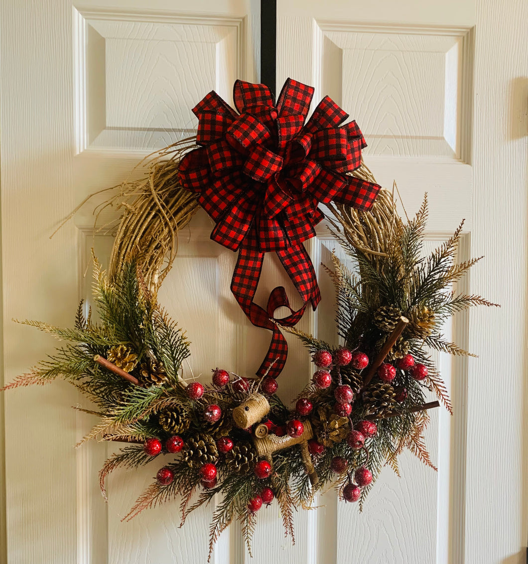 Gold Red & Black Vine Wreath