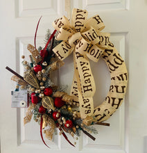 Load image into Gallery viewer, Happy Holiday Wreath with Lights
