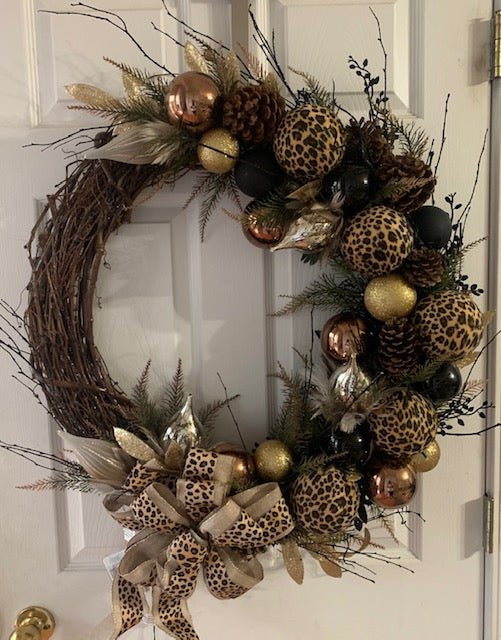 Leopard Christmas Wreath