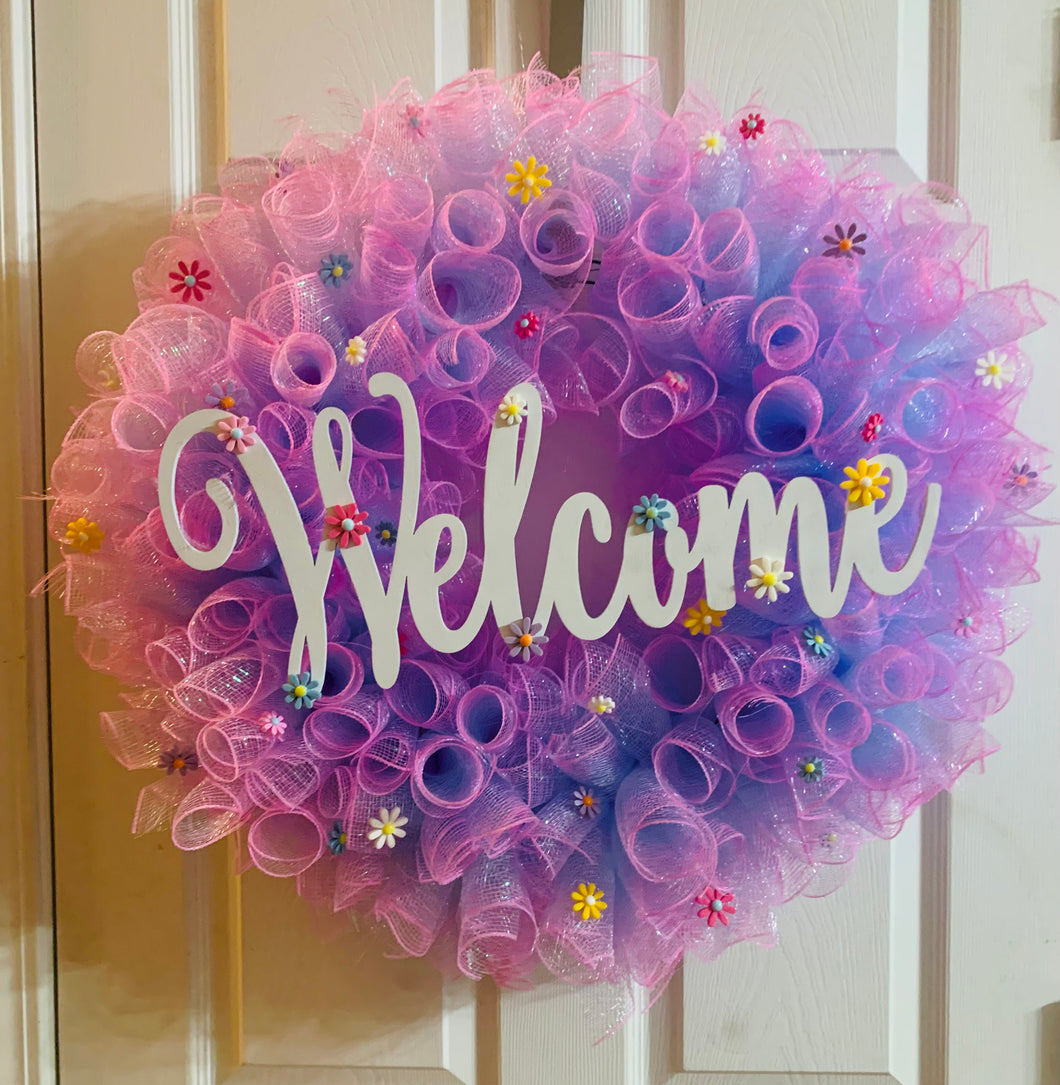 Pinkish Blue Welcome Wreath