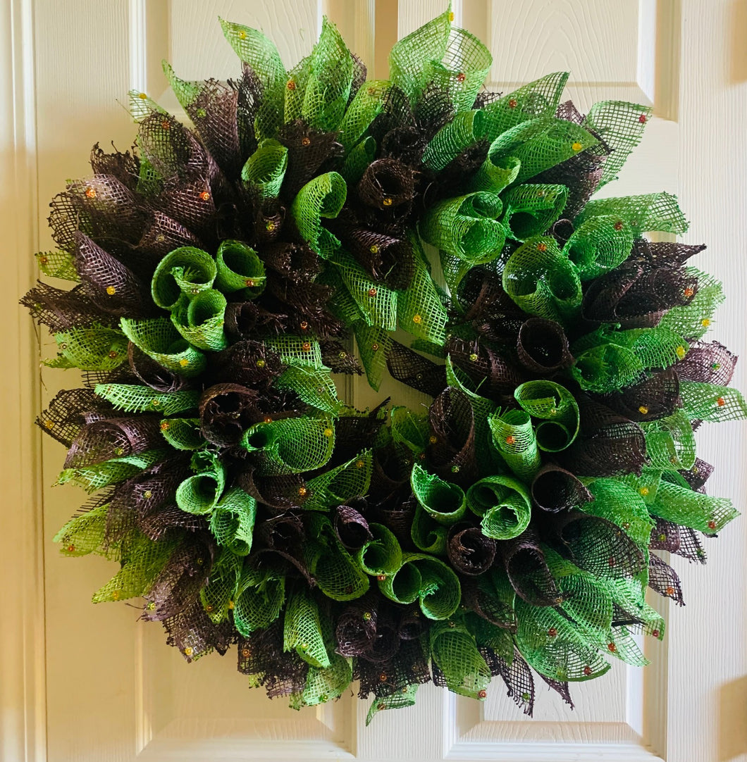 Purple & Green Mesh Wreath