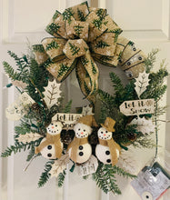 Load image into Gallery viewer, Snowman Christmas Wreath with Lights
