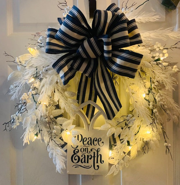 White Merry Christmas Wreath